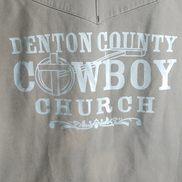 Roper Mens Vest L Brown Team Cheney "Denton County Cowboy Church‎ Logo" Full Zip - Picture 9 of 12